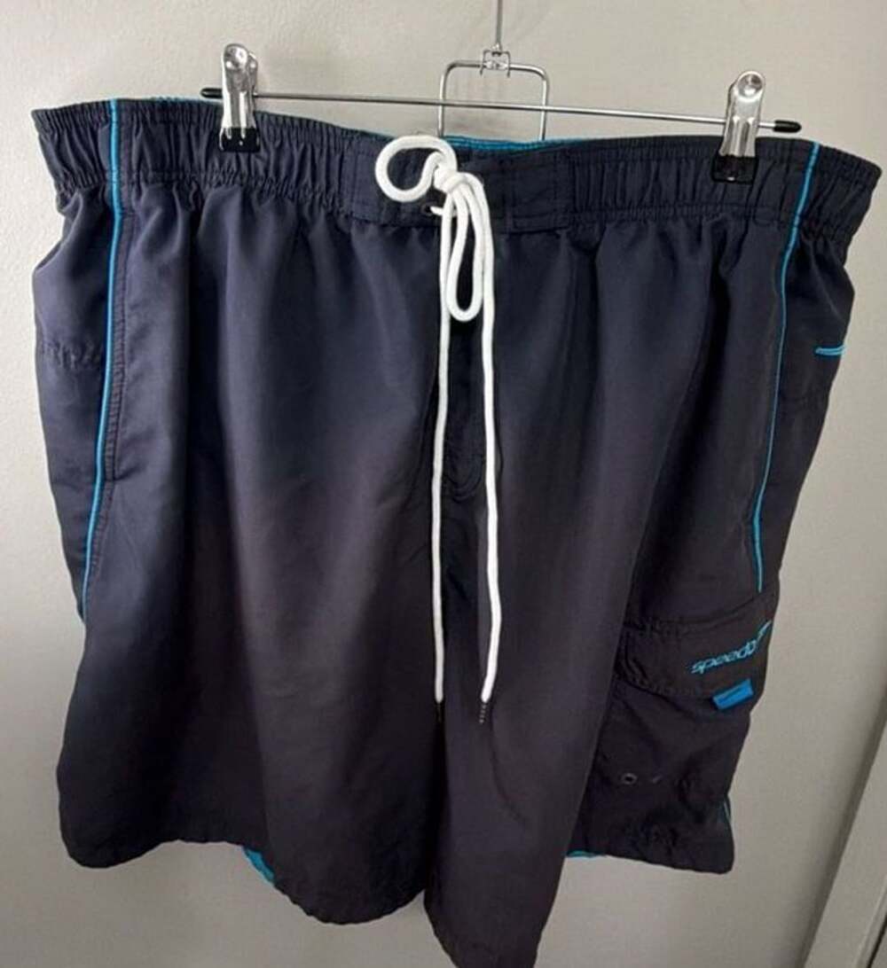 Speedo Men's Gray and Blue Elastic Waist Cargo Swim Trunks Size XXL